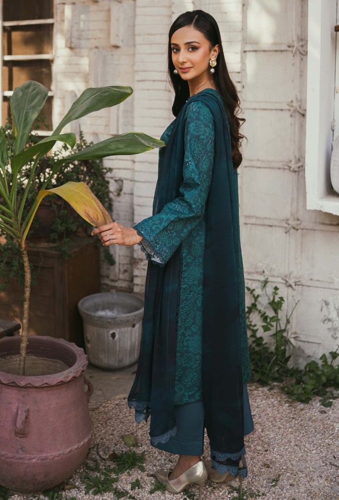 Humdum | Gardenia Lawn | D01 - by - Libasekhas UK - Registered Vendor of : HumDum - 100% Original Designer Dresss