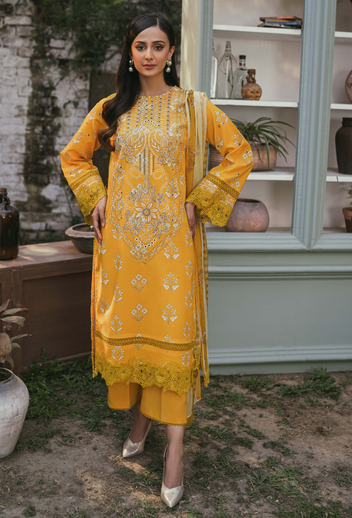 Humdum | Gardenia Lawn | D05 - by - Libasekhas UK - Registered Vendor of : HumDum - 100% Original Designer Dresss