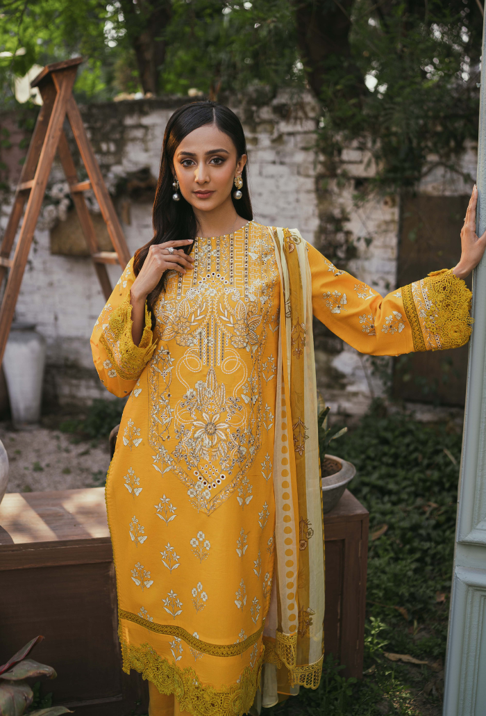 Humdum | Gardenia Lawn | D05 - by - Libasekhas UK - Registered Vendor of : HumDum - 100% Original Designer Dresss