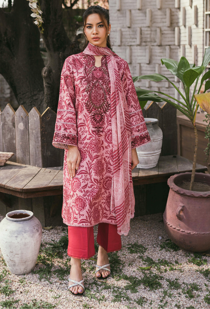 Humdum | Gardenia Lawn | D010 - by - Libasekhas UK - Registered Vendor of : HumDum - 100% Original Designer Dresss
