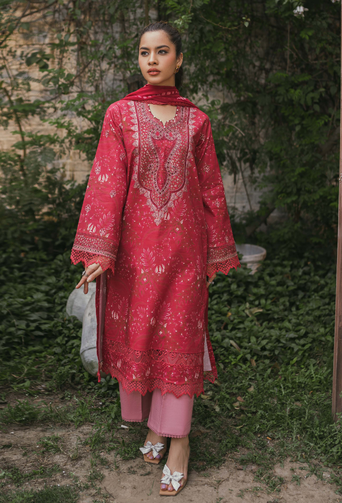 Humdum | Gardenia Lawn | D06 - by - Libasekhas UK - Registered Vendor of : HumDum - 100% Original Designer Dresss