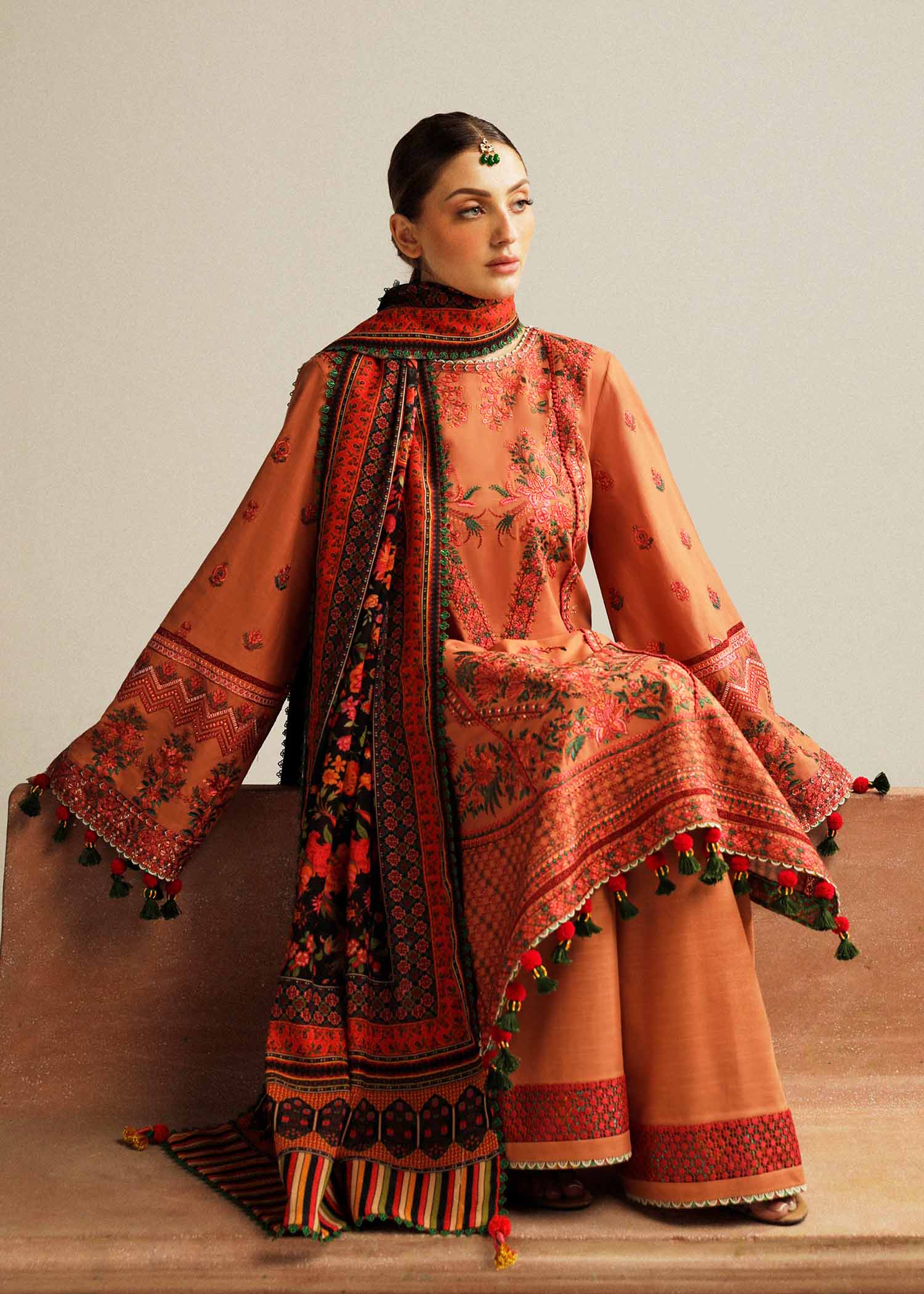 Hussain Rehar | Winter Shawl Khaddar 23 | Dusky - by - Libasekhas UK - Registered Vendor of : Hussain Rehar - 100% Original Designer Dresss