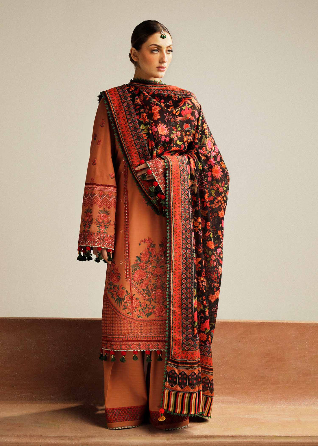 Hussain Rehar | Winter Shawl Khaddar 23 | Dusky - by - Libasekhas UK - Registered Vendor of : Hussain Rehar - 100% Original Designer Dresss