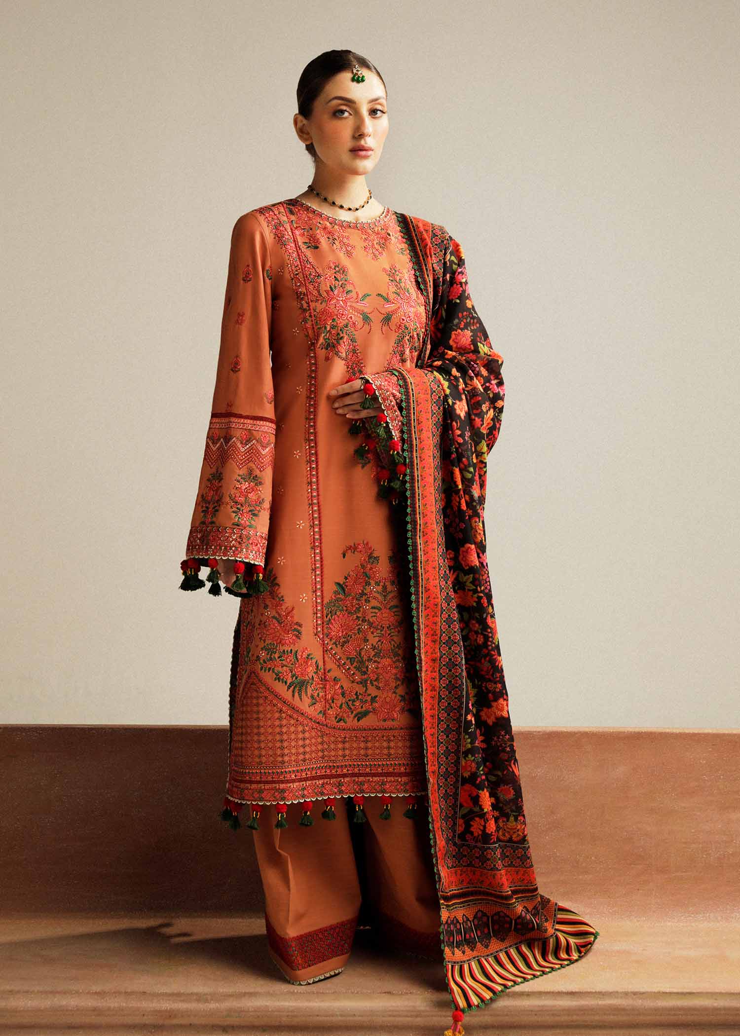 Hussain Rehar | Winter Shawl Khaddar 23 | Dusky - by - Libasekhas UK - Registered Vendor of : Hussain Rehar - 100% Original Designer Dresss