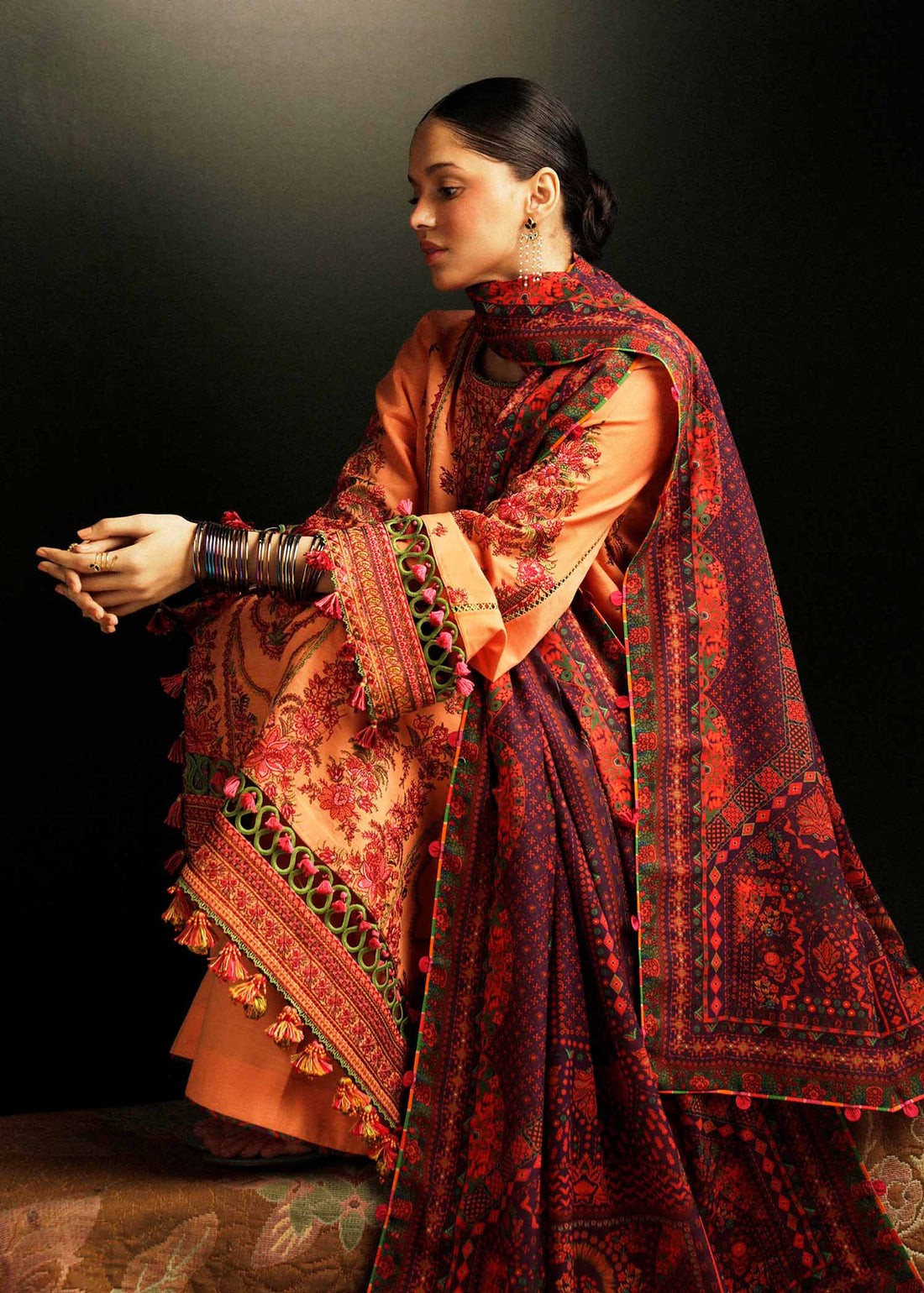 Hussain Rehar | Winter Shawl Khaddar 23 | Sunrise - by - Libasekhas UK - Registered Vendor of : Hussain Rehar - 100% Original Designer Dresss