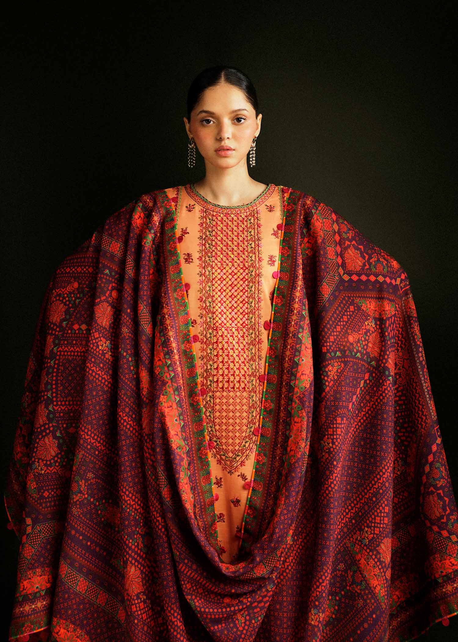 Hussain Rehar | Winter Shawl Khaddar 23 | Dusky - by - Libasekhas UK - Registered Vendor of : Hussain Rehar - 100% Original Designer Dresss