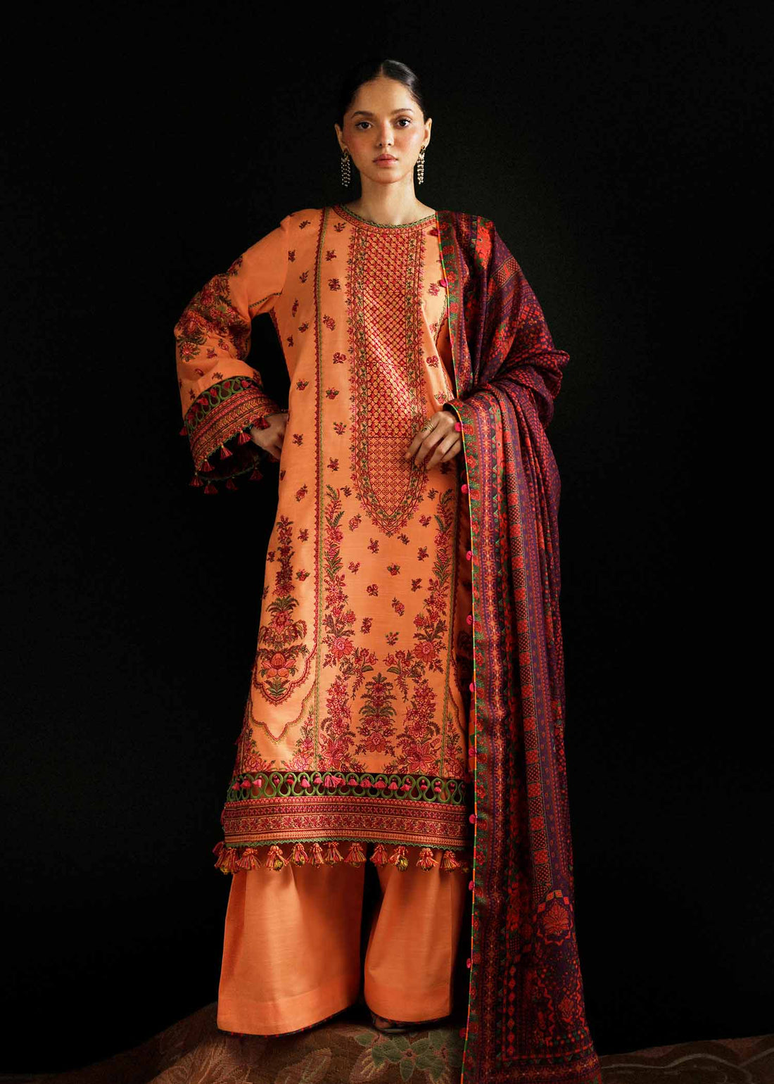Hussain Rehar | Winter Shawl Khaddar 23 | Sunrise - by - Libasekhas UK - Registered Vendor of : Hussain Rehar - 100% Original Designer Dresss