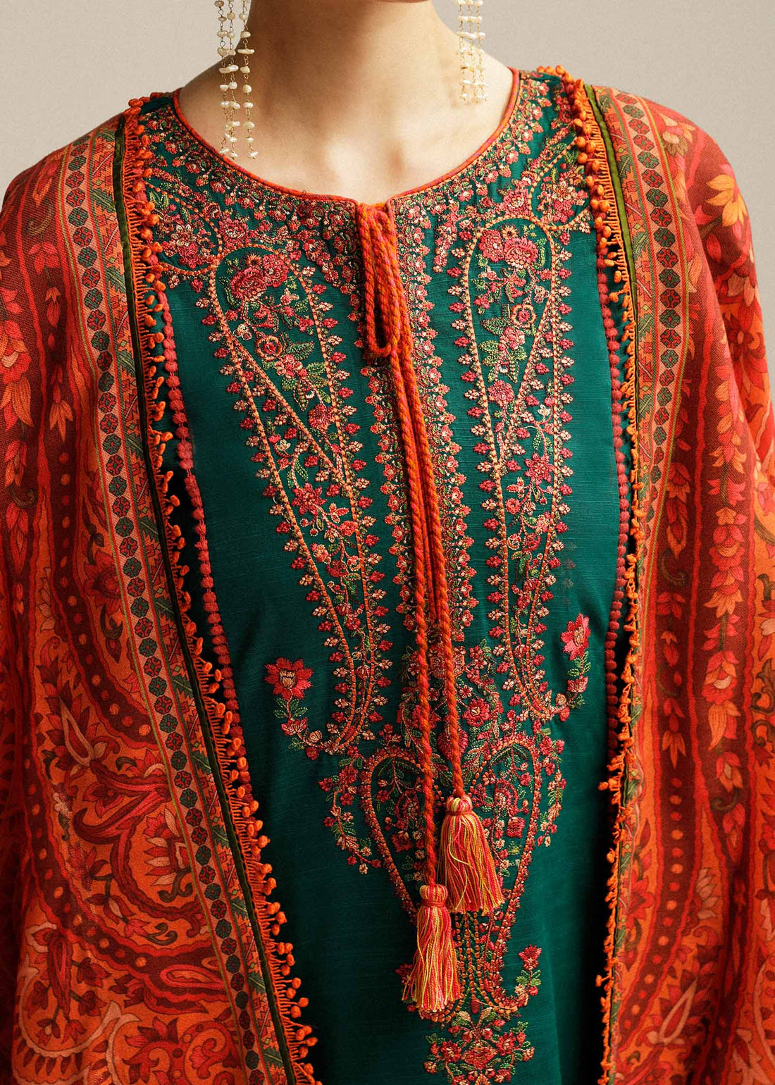 Hussain Rehar | Winter Shawl Khaddar 23 | Marjaan - by - Libasekhas UK - Registered Vendor of : Hussain Rehar - 100% Original Designer Dresss