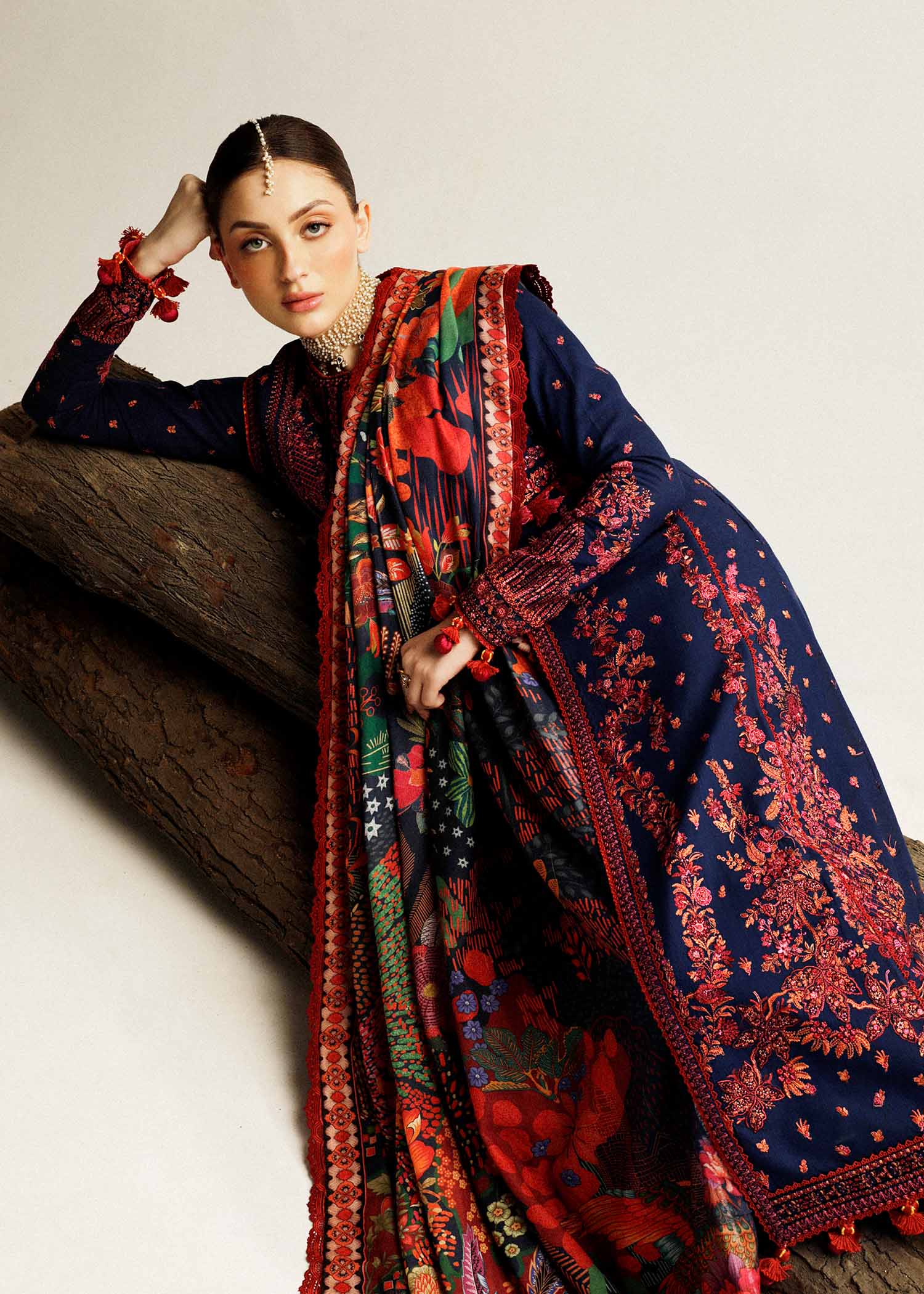 Hussain Rehar | Winter Shawl Khaddar 23 | Cerulean - by - Libasekhas UK - Registered Vendor of : Hussain Rehar - 100% Original Designer Dresss