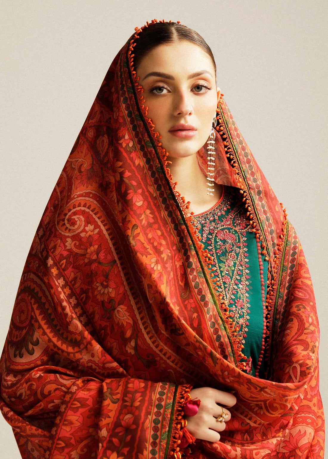 Hussain Rehar | Winter Shawl Khaddar 23 | Marjaan - by - Libasekhas UK - Registered Vendor of : Hussain Rehar - 100% Original Designer Dresss