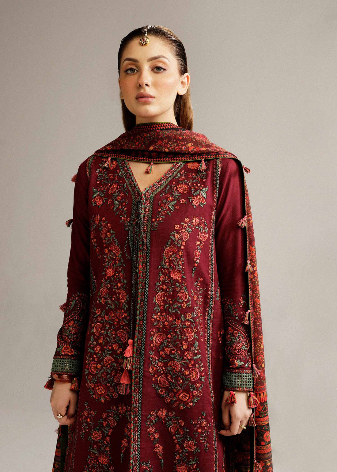Hussain Rehar | Winter Shawl Khaddar 23 | Ruby - by - Libasekhas UK - Registered Vendor of : Hussain Rehar - 100% Original Designer Dresss