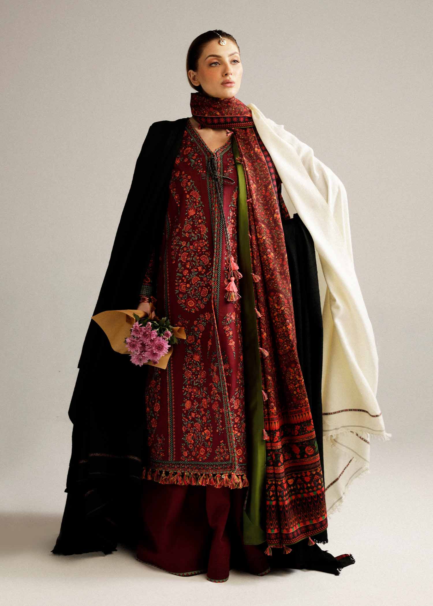 Hussain Rehar | Winter Shawl Khaddar 23 | Ruby - by - Libasekhas UK - Registered Vendor of : Hussain Rehar - 100% Original Designer Dresss