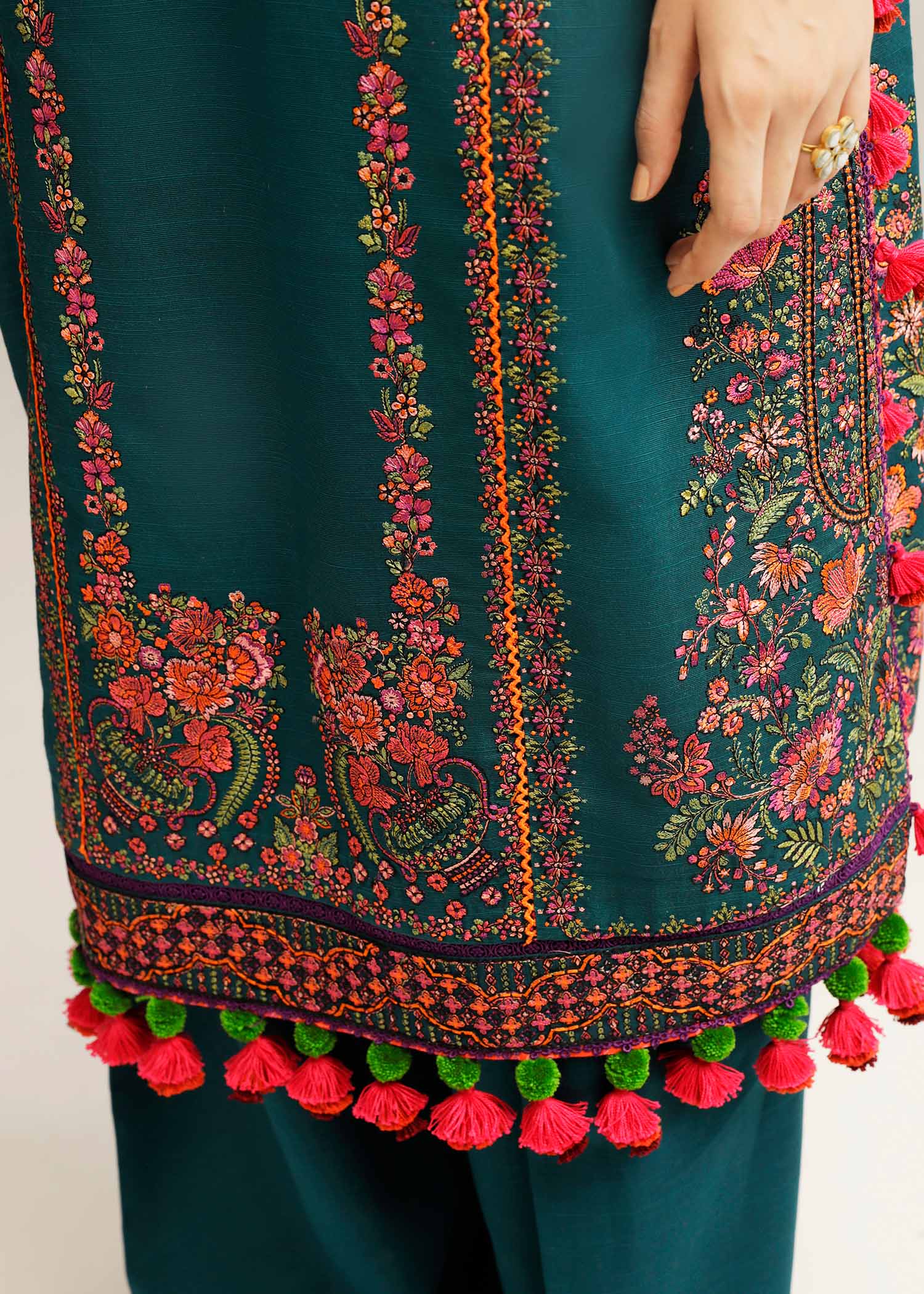 Hussain Rehar | Winter Shawl Khaddar 23 | Teal - by - Libasekhas UK - Registered Vendor of : Hussain Rehar - 100% Original Designer Dresss