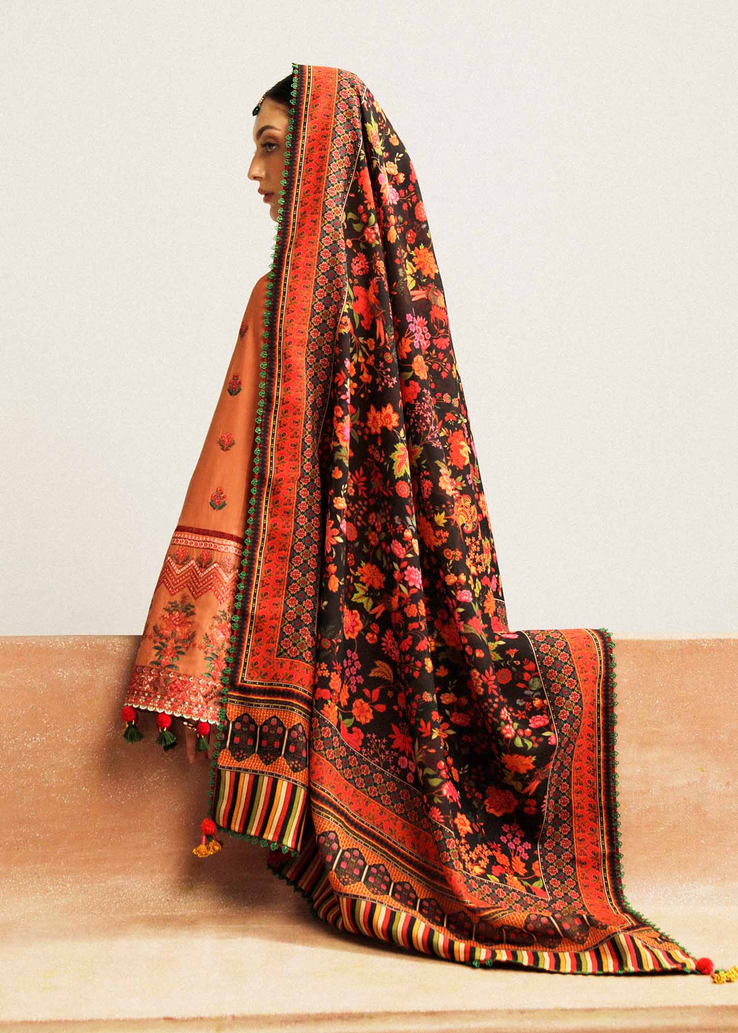 Hussain Rehar | Winter Shawl Khaddar 23 | Dusky - by - Libasekhas UK - Registered Vendor of : Hussain Rehar - 100% Original Designer Dresss