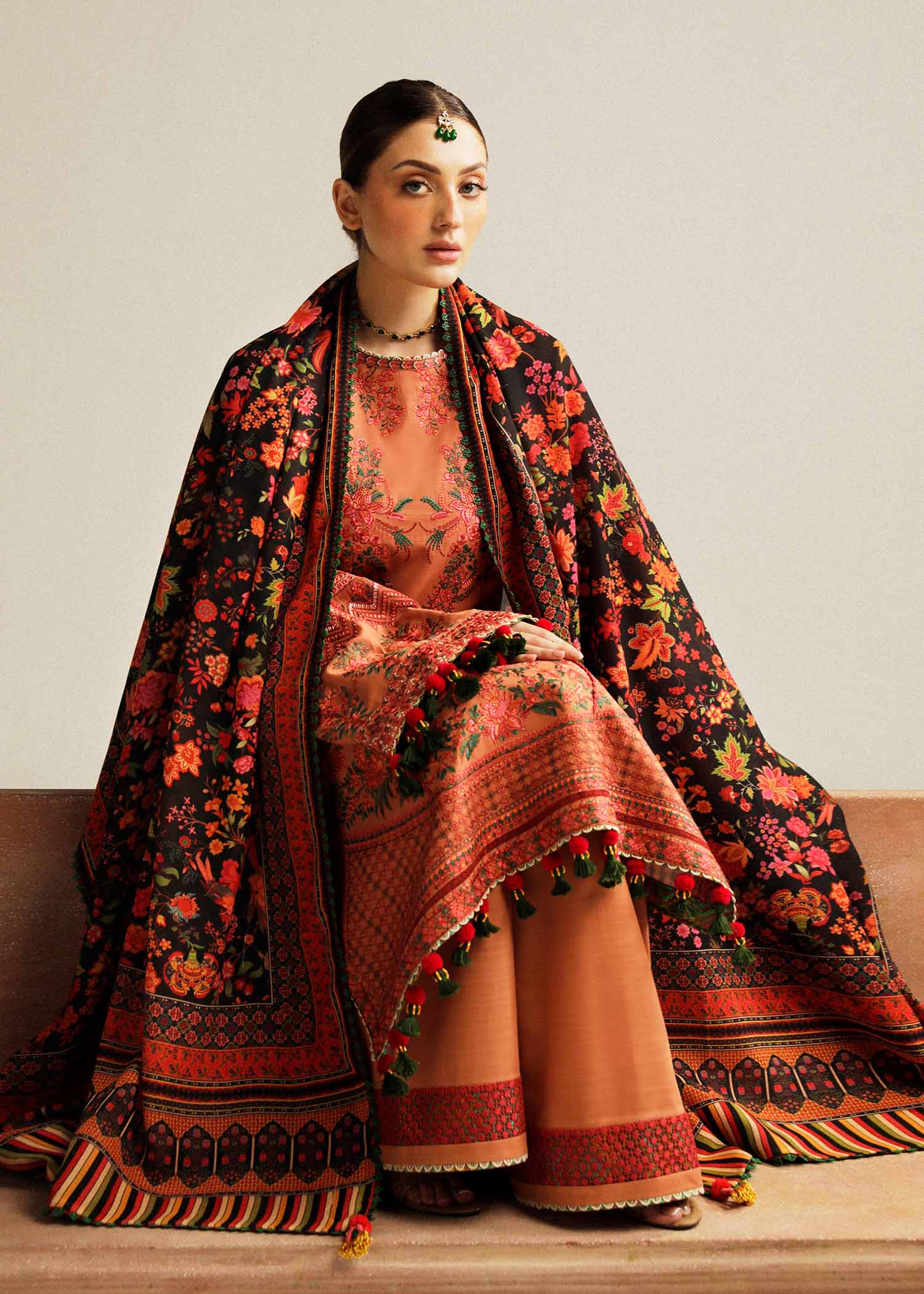 Hussain Rehar | Winter Shawl Khaddar 23 | Dusky - by - Libasekhas UK - Registered Vendor of : Hussain Rehar - 100% Original Designer Dresss