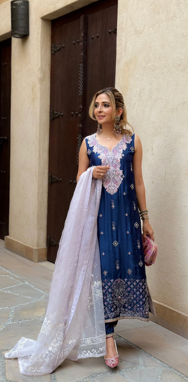 Layla Chatoor | Luxury Pret | Navy Paisley - by Libasekhas UK - Registered Vendor of : Layla Chatoor - 100% Original Designer Dress
