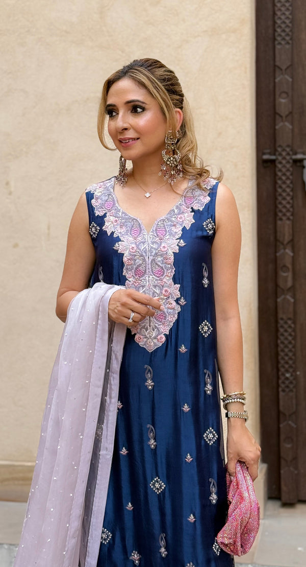 Layla Chatoor | Luxury Pret | Navy Paisley - by Libasekhas UK - Registered Vendor of : Layla Chatoor - 100% Original Designer Dress