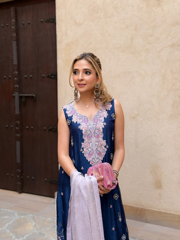 Layla Chatoor | Luxury Pret | Navy Paisley - by Libasekhas UK - Registered Vendor of : Layla Chatoor - 100% Original Designer Dress