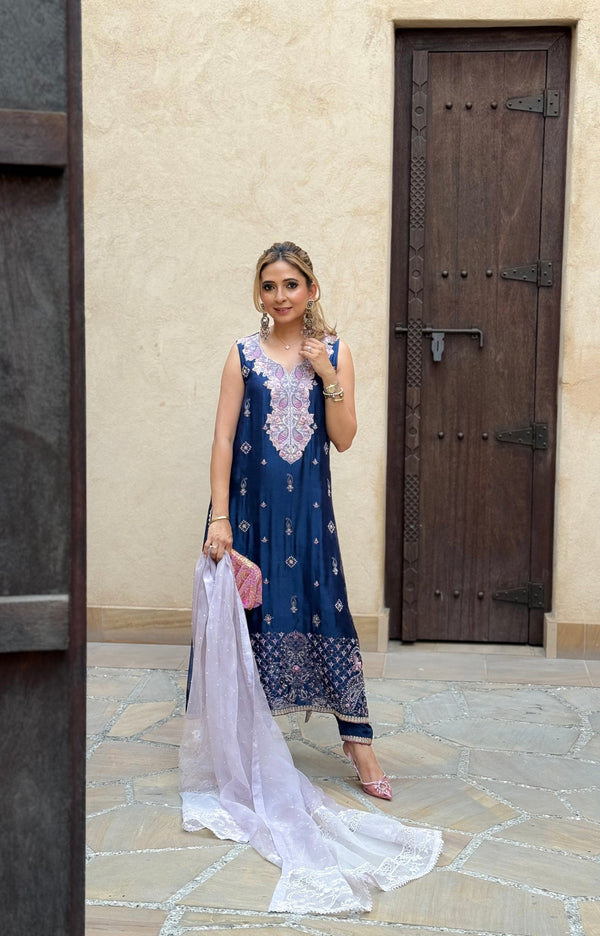Layla Chatoor | Luxury Pret | Navy Paisley - by Libasekhas UK - Registered Vendor of : Layla Chatoor - 100% Original Designer Dress