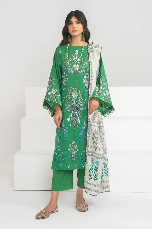 Ittehad | Printed Lawn 24 | IP3P04-3PS-GRN - by - Libasekhas UK - Registered Vendor of : Ittehad - 100% Original Designer Dresss