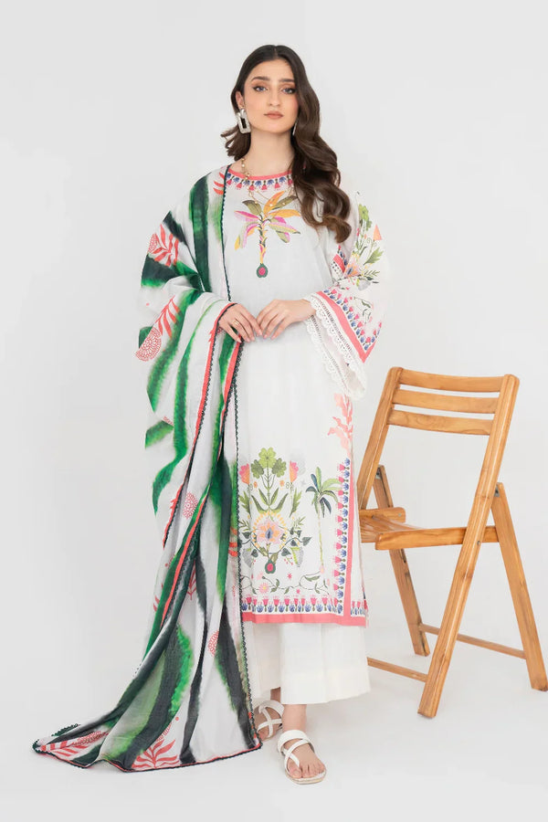 Ittehad | Printed Lawn 24 | IP3P05-3PS-OWH - by - Libasekhas UK - Registered Vendor of : Ittehad - 100% Original Designer Dresss