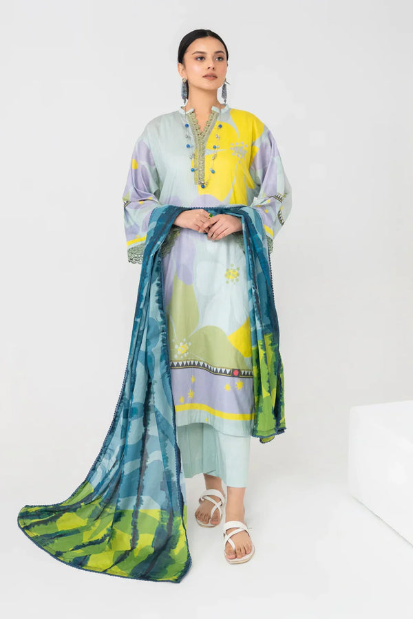 Ittehad | Printed Lawn 24 | IP3P07-3PS-LGR - by - Libasekhas UK - Registered Vendor of : Ittehad - 100% Original Designer Dresss