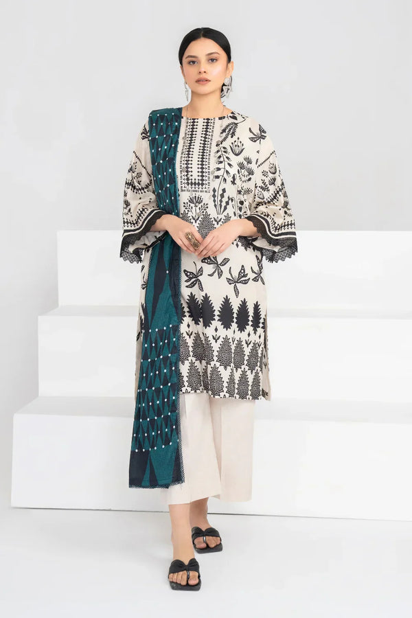 Ittehad | Printed Lawn 24 | IP3P02-3PS-BGE - by - Libasekhas UK - Registered Vendor of : Ittehad - 100% Original Designer Dresss