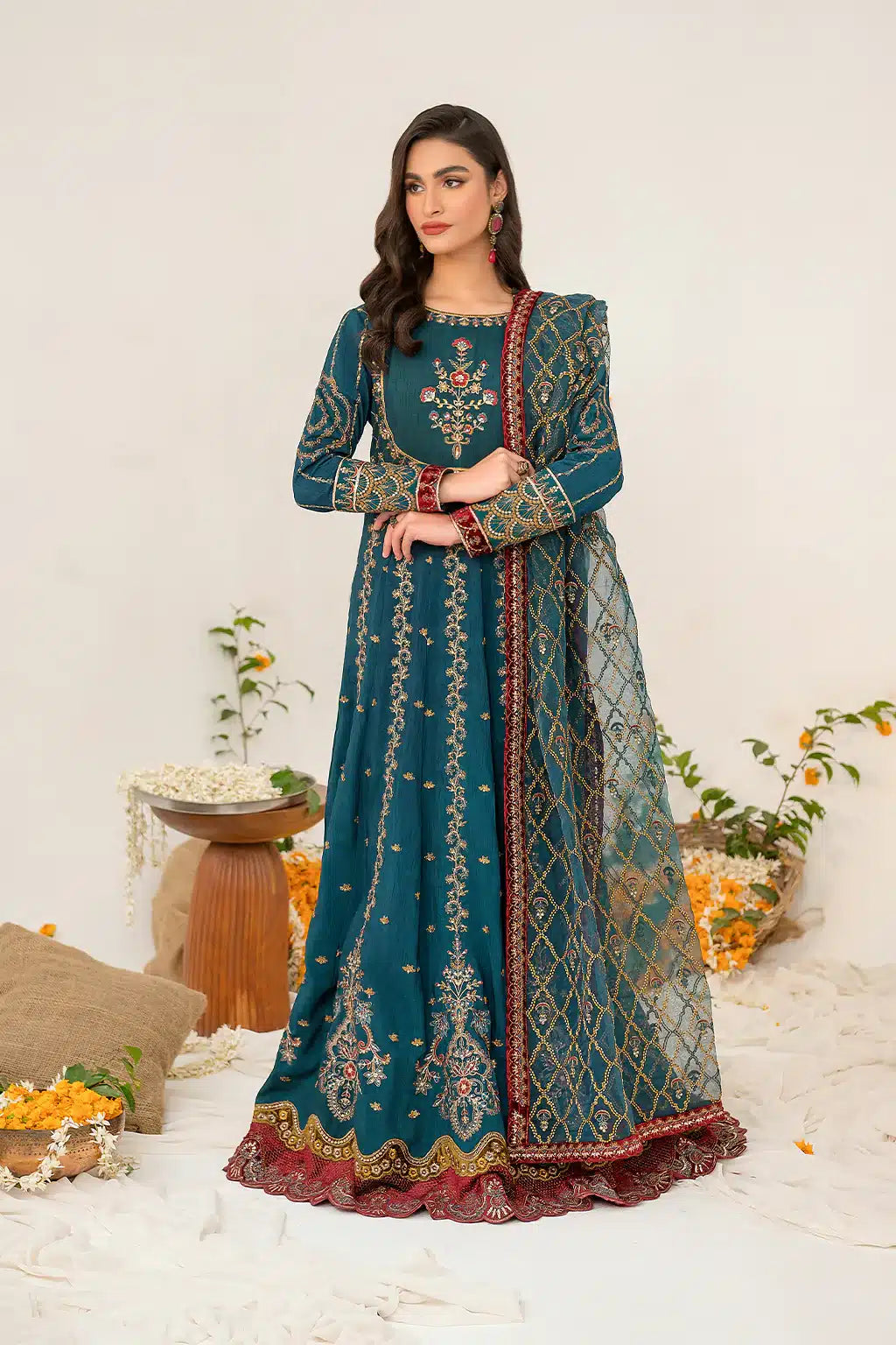 Iznik | Festive Raw Silk 23 | IRS-08 SANGUINE - by - Libasekhas UK - Registered Vendor of : Iznik - 100% Original Designer Dresss