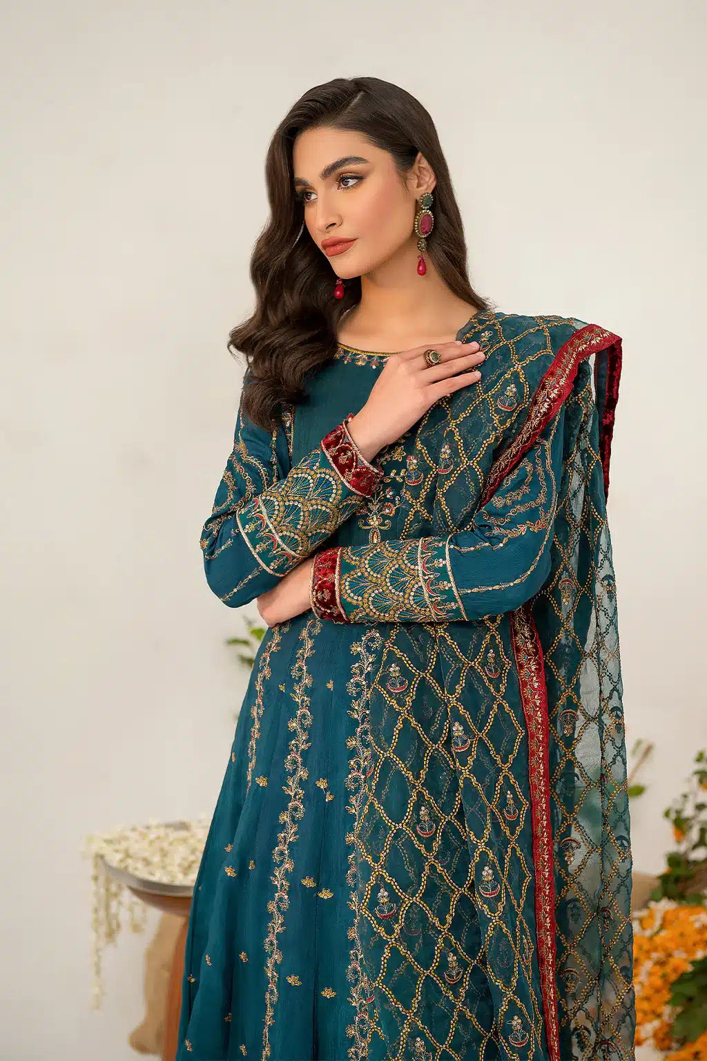 Iznik | Festive Raw Silk 23 | IRS-08 SANGUINE - by - Libasekhas UK - Registered Vendor of : Iznik - 100% Original Designer Dresss