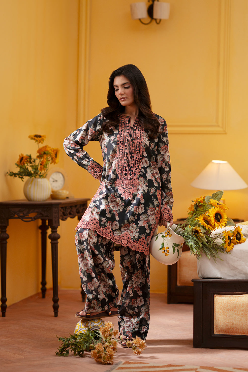 Saira Rizwan | Joolie Co ords | CHARCOAL-JBP25-02 - by Libasekhas UK - Registered Vendor of : Saira Rizwan - 100% Original Designer Dress
