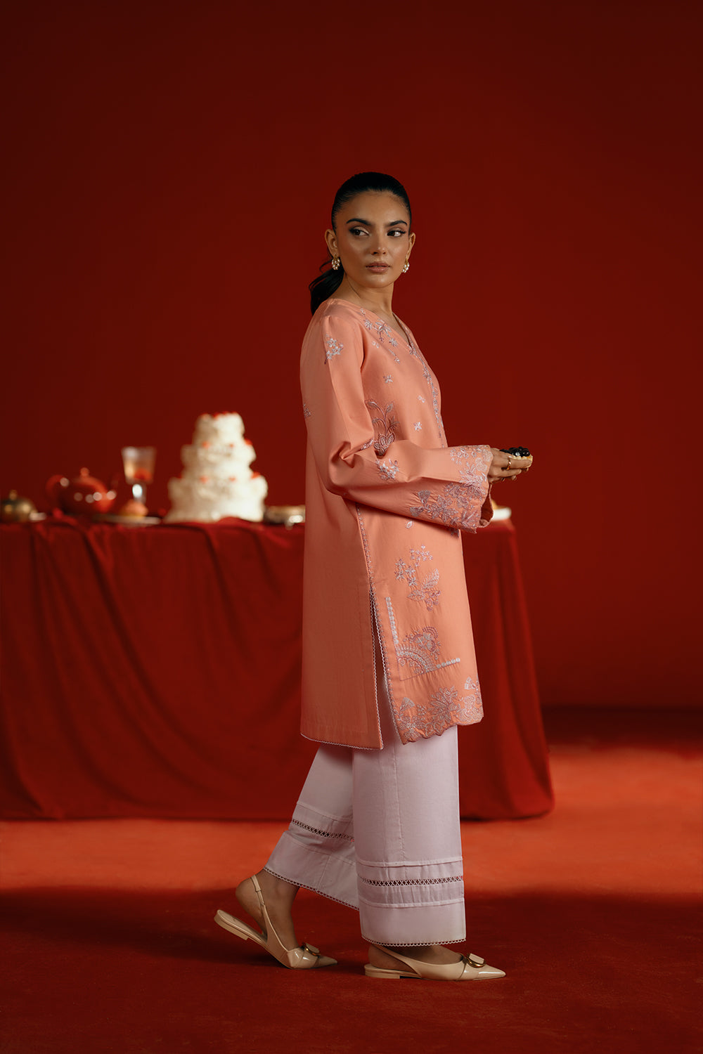 Saira Rizwan | Joolie Co ords | JOOLIE PEACH - JBP25-05 - by Libasekhas UK - Registered Vendor of : Saira Rizwan - 100% Original Designer Dress