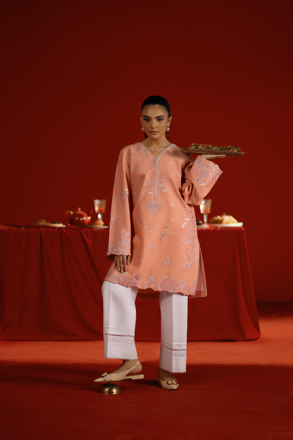 Saira Rizwan | Joolie Co ords | JOOLIE PEACH - JBP25-05 - by Libasekhas UK - Registered Vendor of : Saira Rizwan - 100% Original Designer Dress