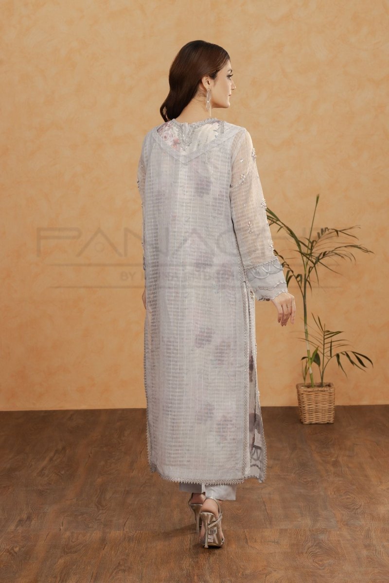 Panache | Pret | Gray Flora - by - Libasekhas UK - Registered Vendor of : Panache By Mona - 100% Original Designer Dresss