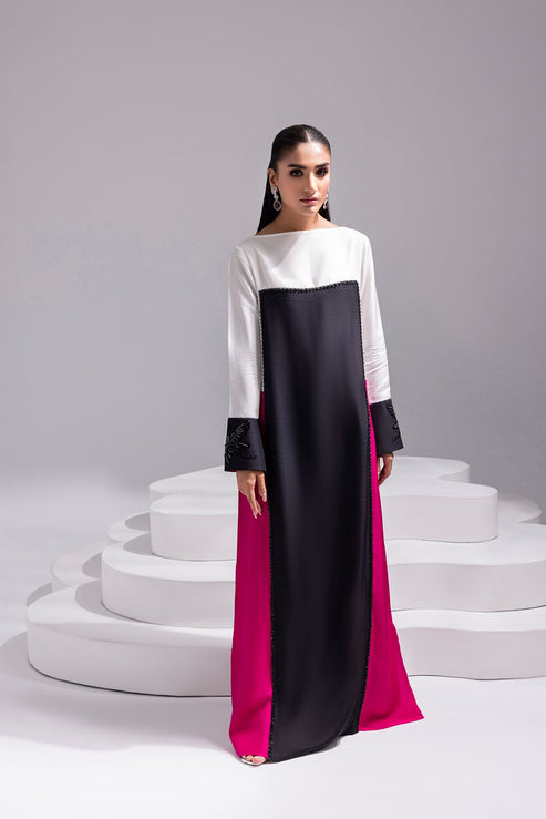 Amani | Aira Festive Wear | LYRA Floor-Length Color Block Kaftan in Raw Silk - by Libasekhas UK - Registered Vendor of : Amani - 100% Original Designer Dress