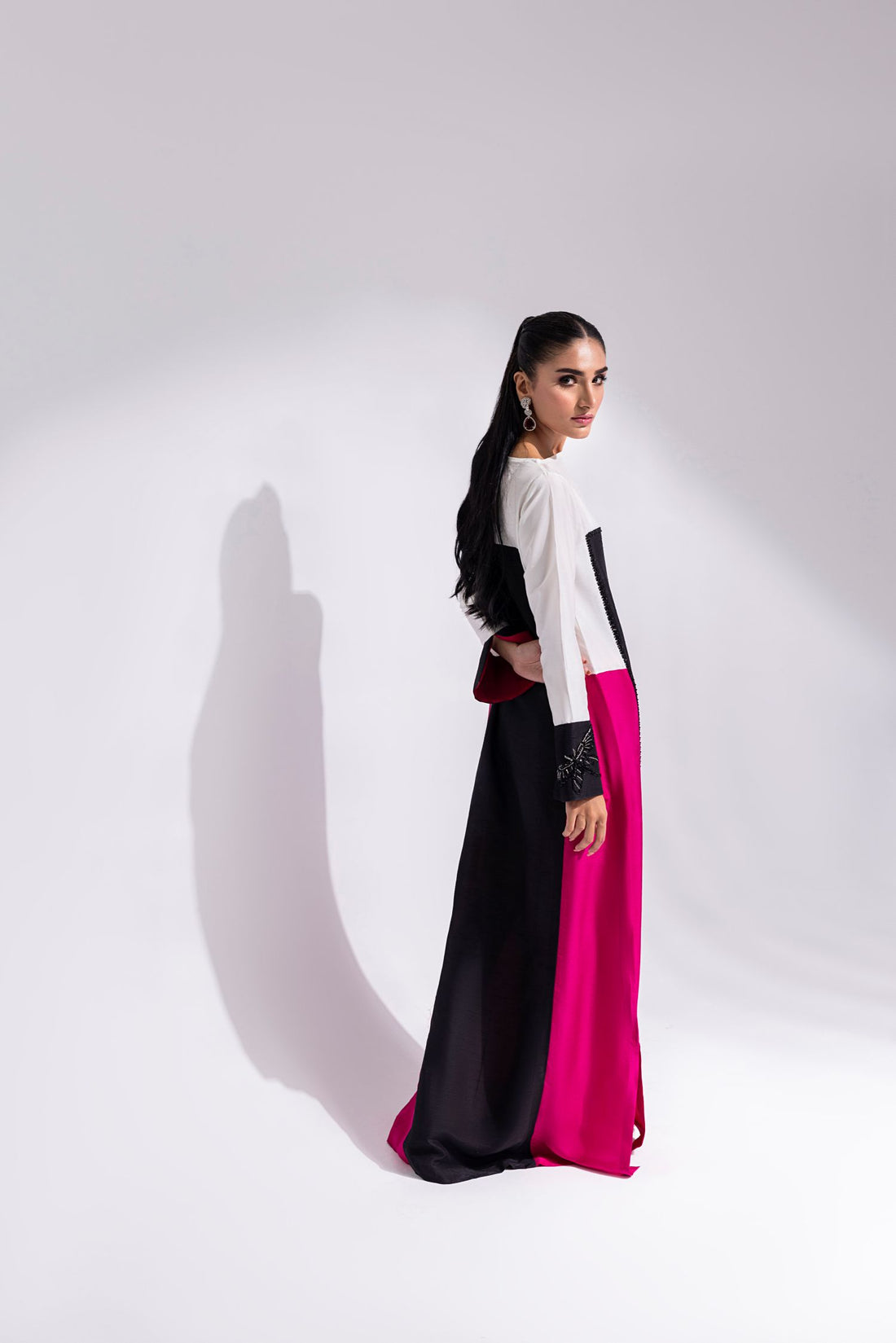 Amani | Aira Festive Wear | LYRA Floor-Length Color Block Kaftan in Raw Silk - by Libasekhas UK - Registered Vendor of : Amani - 100% Original Designer Dress