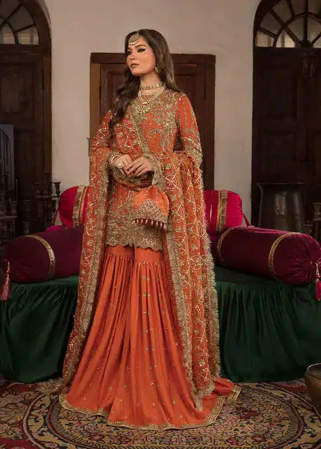 Kanwal Malik | Angana Luxury Formals 23 | Naranji - by - Libasekhas UK - Registered Vendor of : Kanwal Malik - 100% Original Designer Dresss
