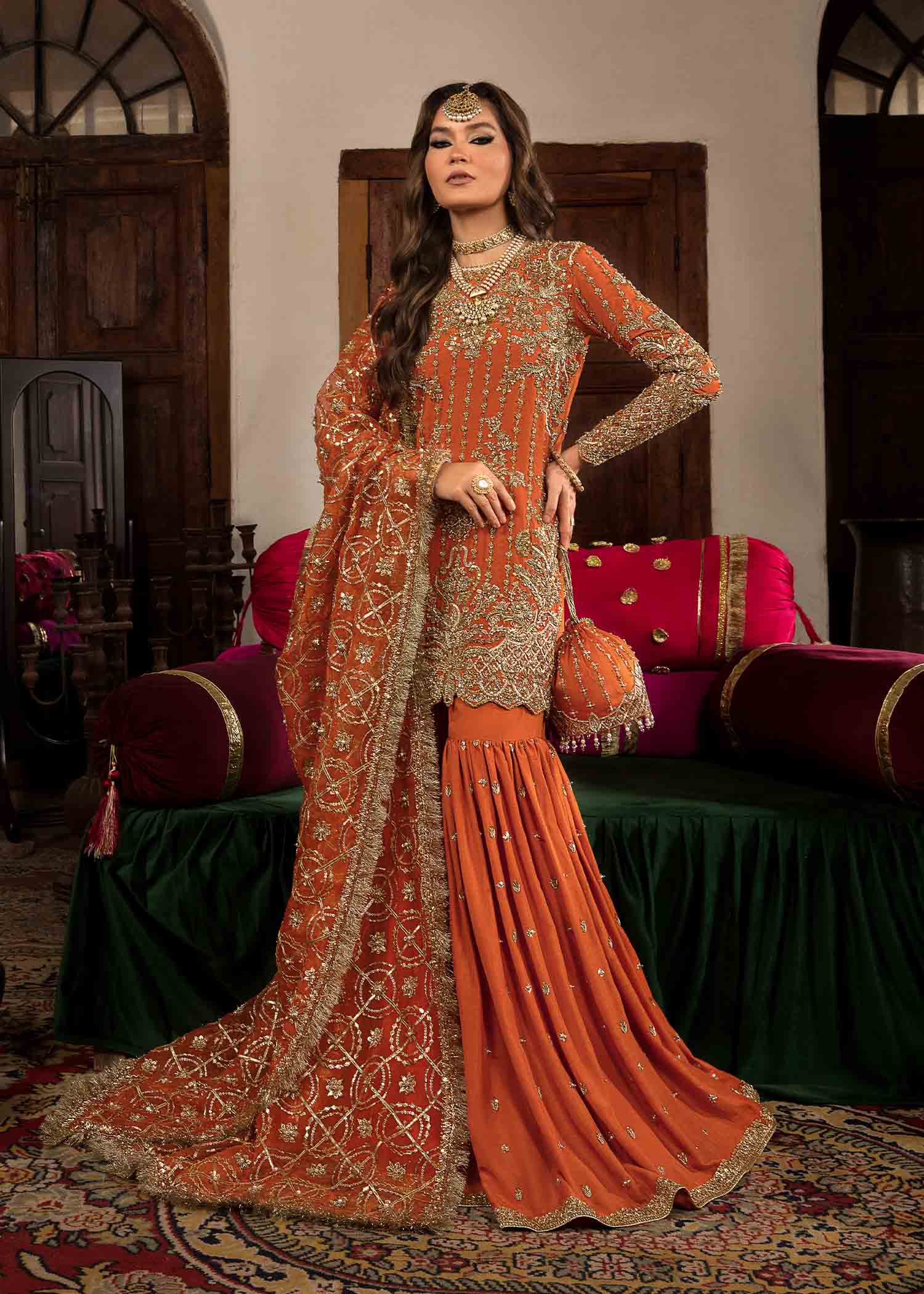 Kanwal Malik | Angana Luxury Formals 23 | Naranji - by - Libasekhas UK - Registered Vendor of : Kanwal Malik - 100% Original Designer Dresss