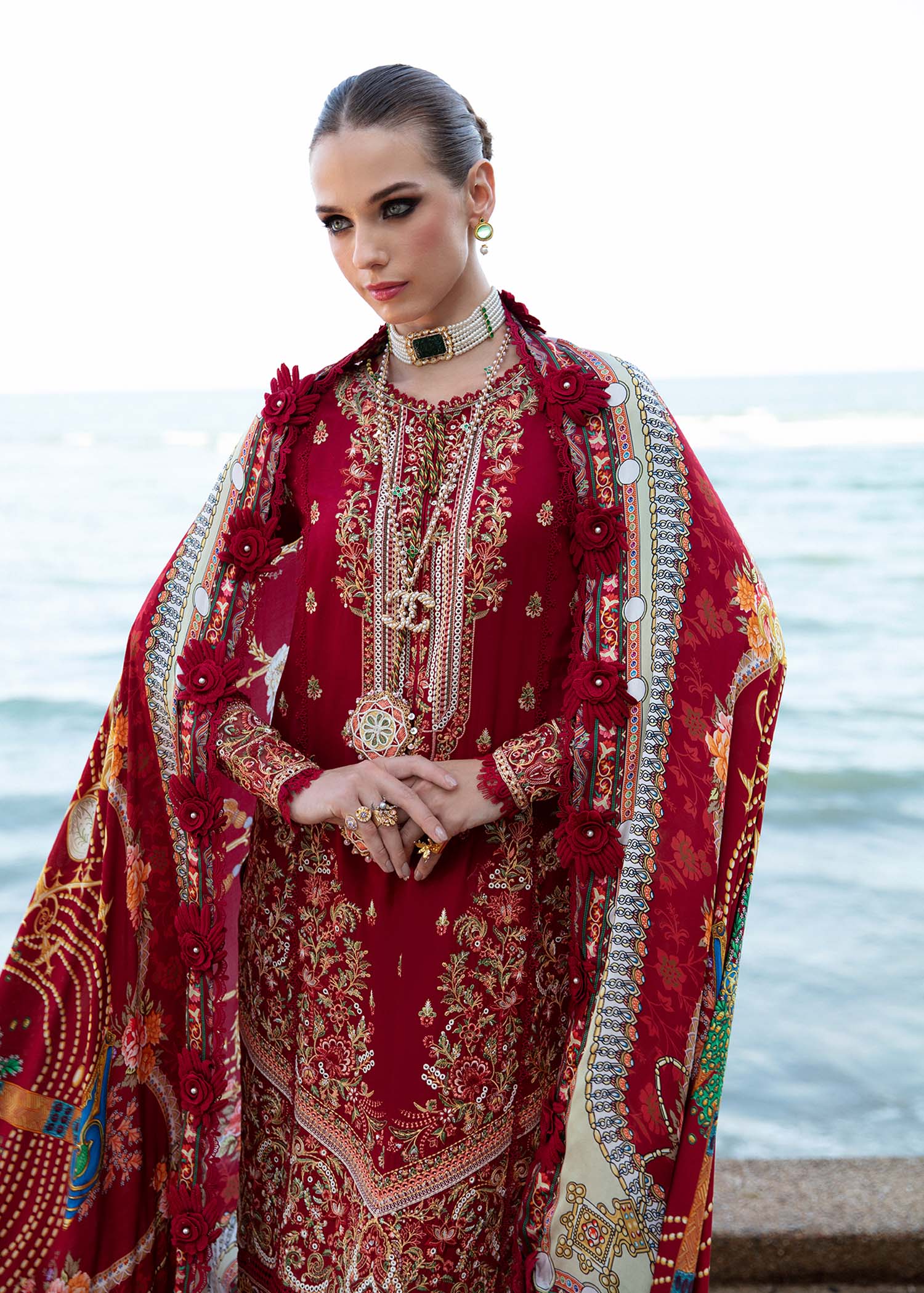 Kanwal Malik | Sareen Luxury Lawn 24 | Rose - by - Libasekhas UK - Registered Vendor of : Kanwal Malik - 100% Original Designer Dresss