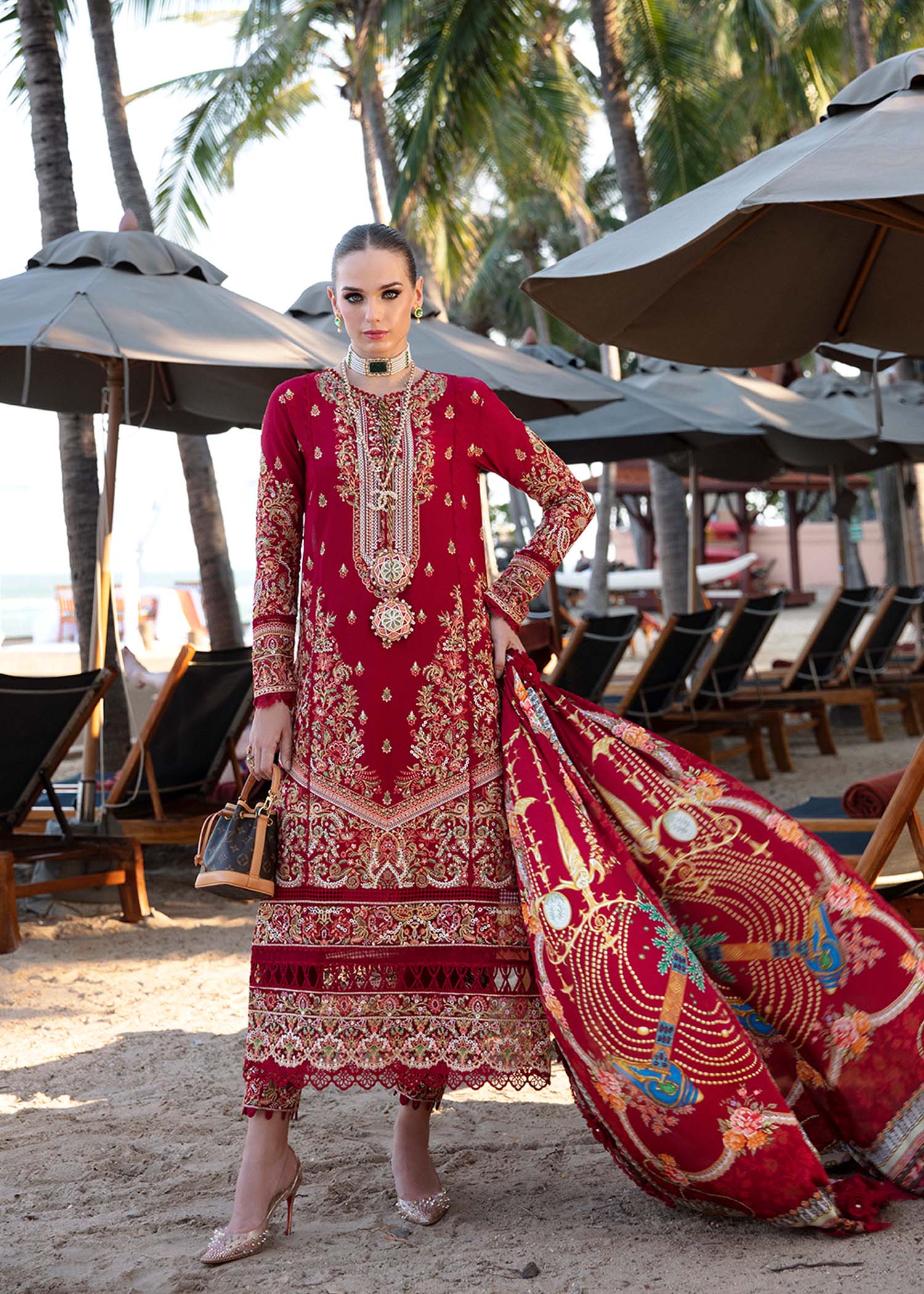 Kanwal Malik | Sareen Luxury Lawn 24 | Rose - by - Libasekhas UK - Registered Vendor of : Kanwal Malik - 100% Original Designer Dresss