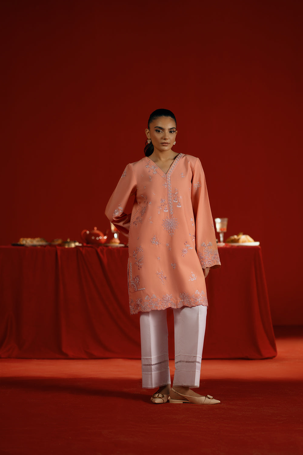 Saira Rizwan | Joolie Co ords | JOOLIE PEACH - JBP25-05 - by Libasekhas UK - Registered Vendor of : Saira Rizwan - 100% Original Designer Dress