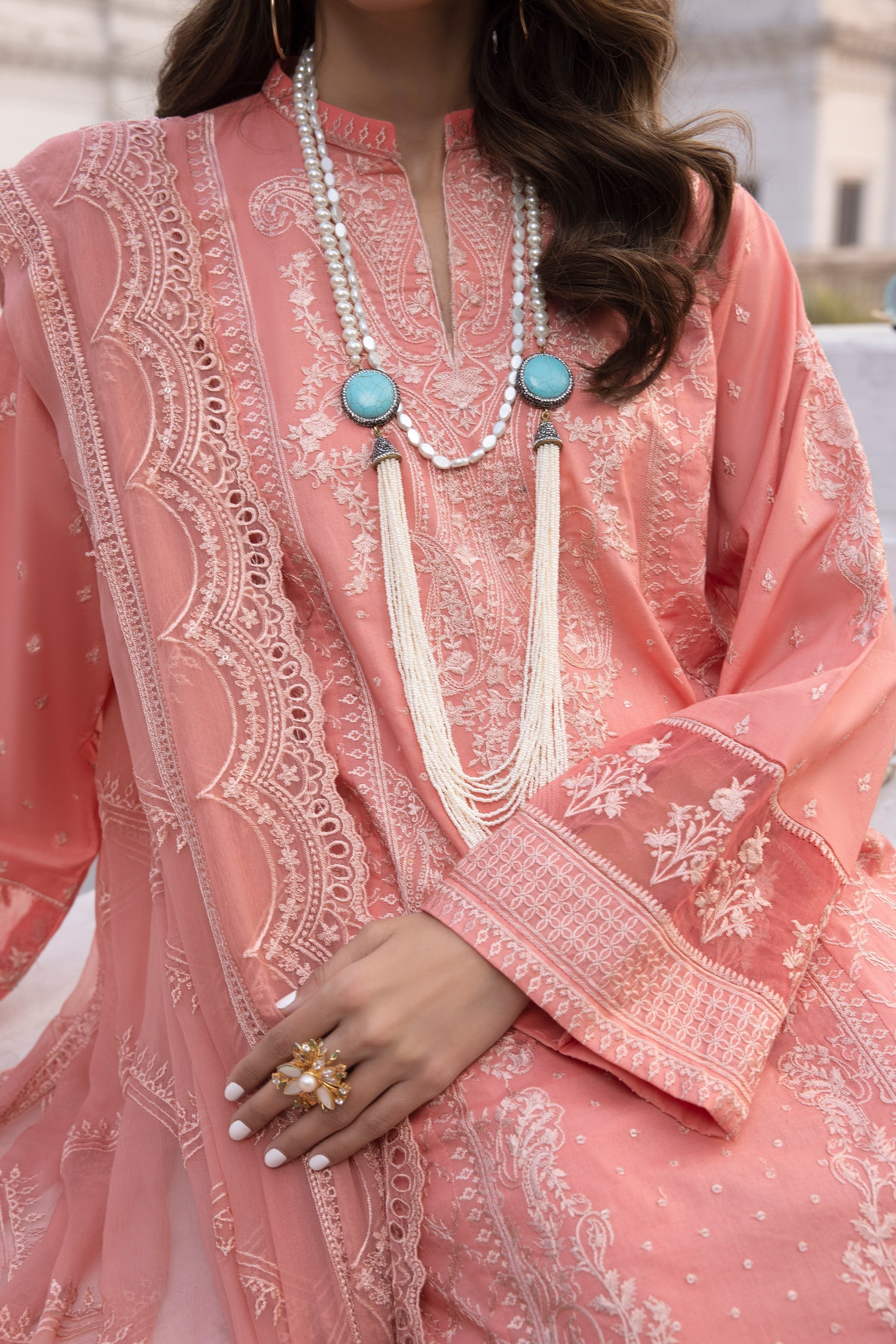 LSM | Spring Embroidered 24 | A-3 - by - Libasekhas UK - Registered Vendor of : LSM - 100% Original Designer Dresss