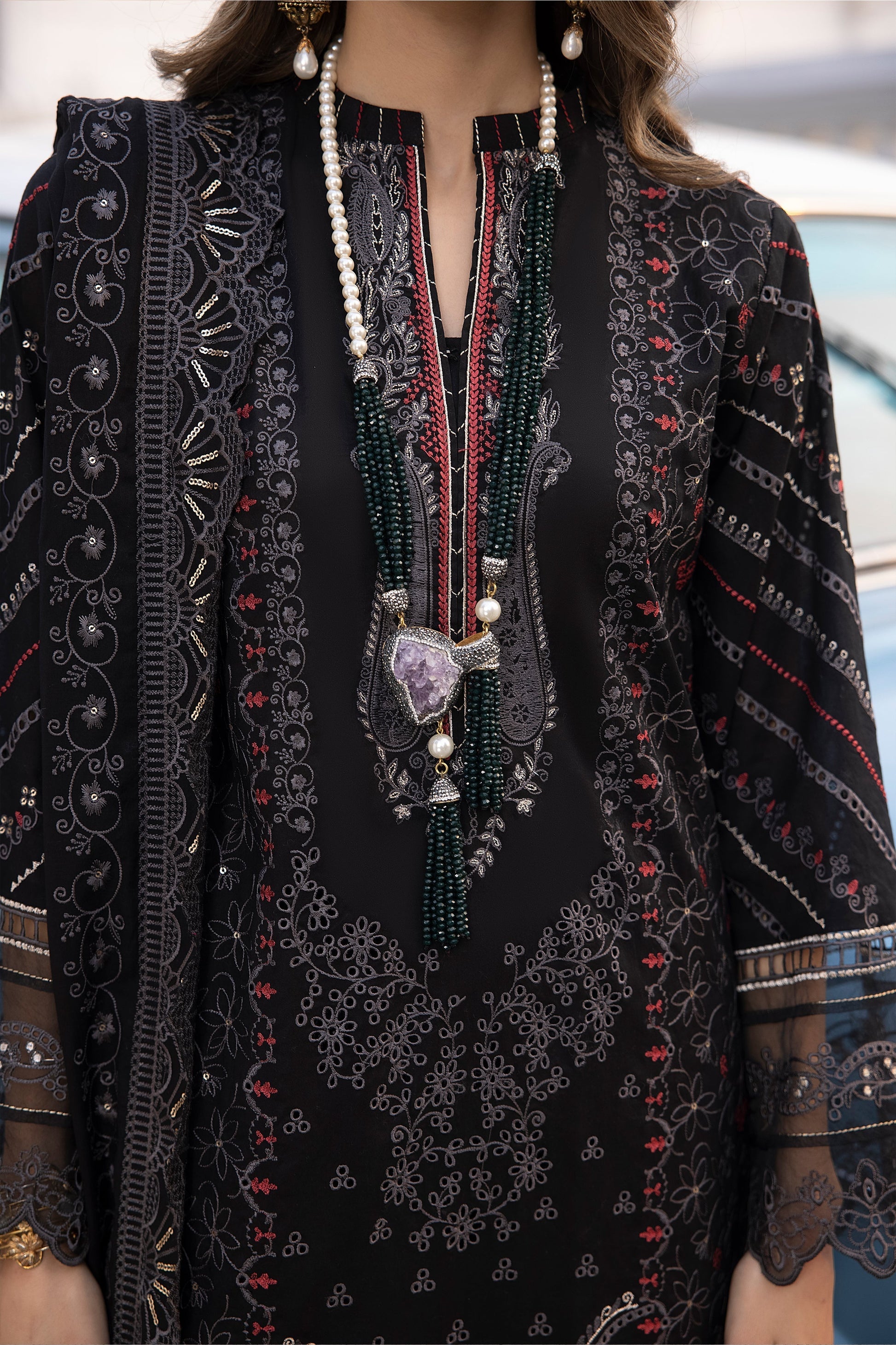 LSM | Spring Embroidered 24 | A-7 - by - Libasekhas UK - Registered Vendor of : LSM - 100% Original Designer Dresss