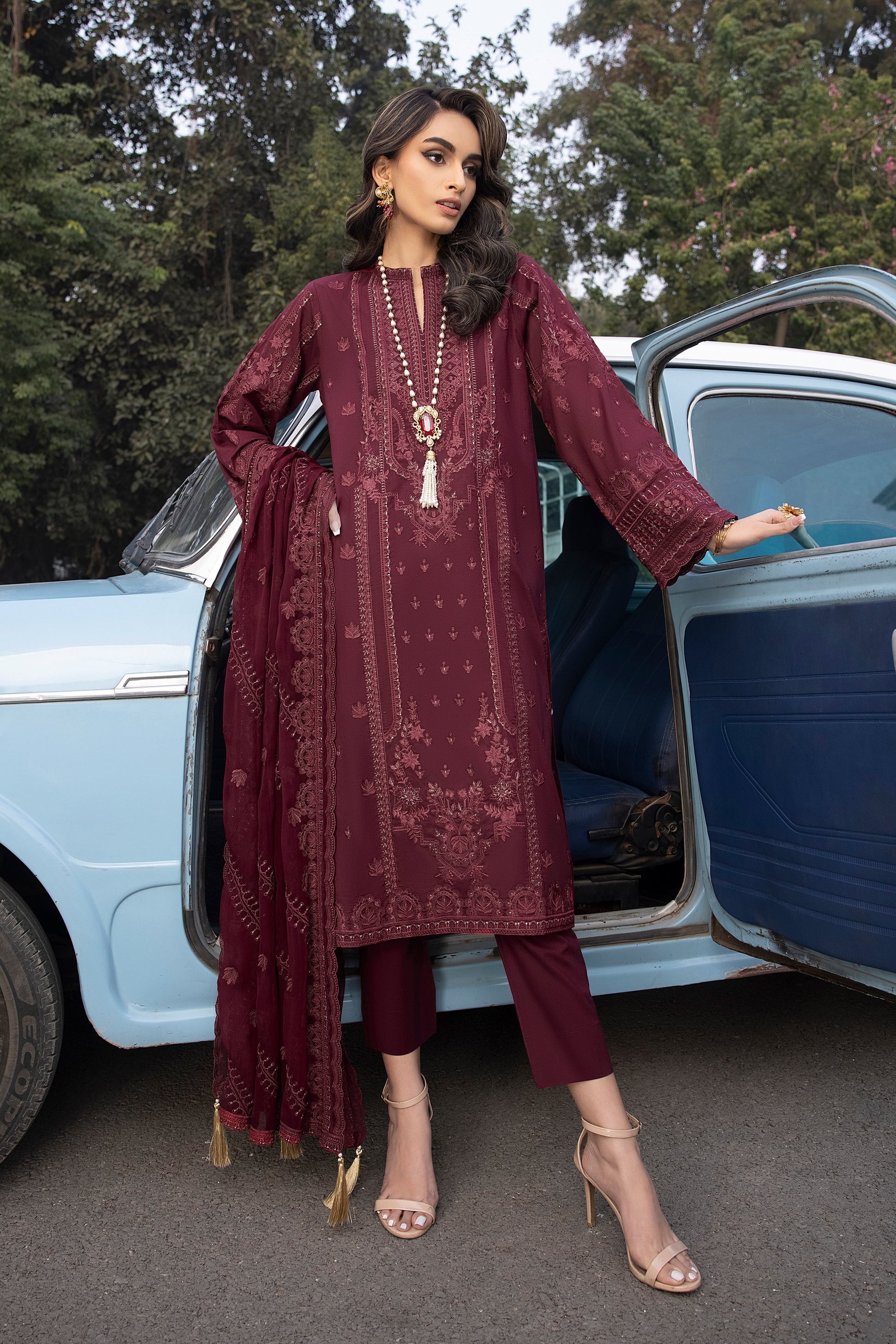 LSM | Spring Embroidered 24 | A-10 - by - Libasekhas UK - Registered Vendor of : LSM - 100% Original Designer Dresss