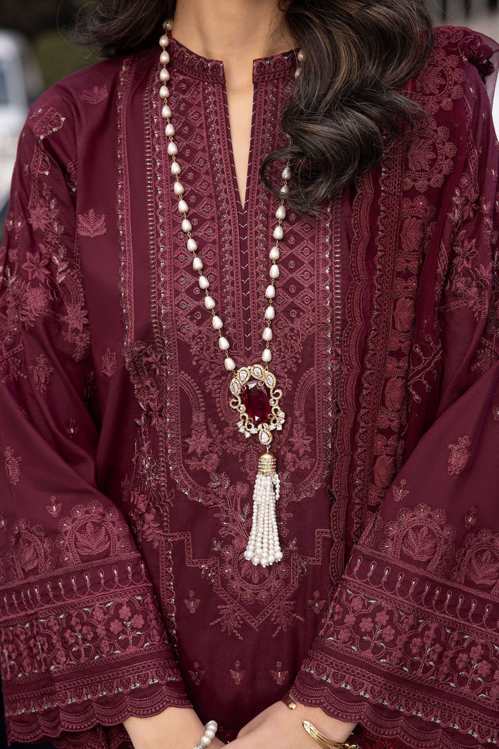 LSM | Spring Embroidered 24 | A-10 - by - Libasekhas UK - Registered Vendor of : LSM - 100% Original Designer Dresss