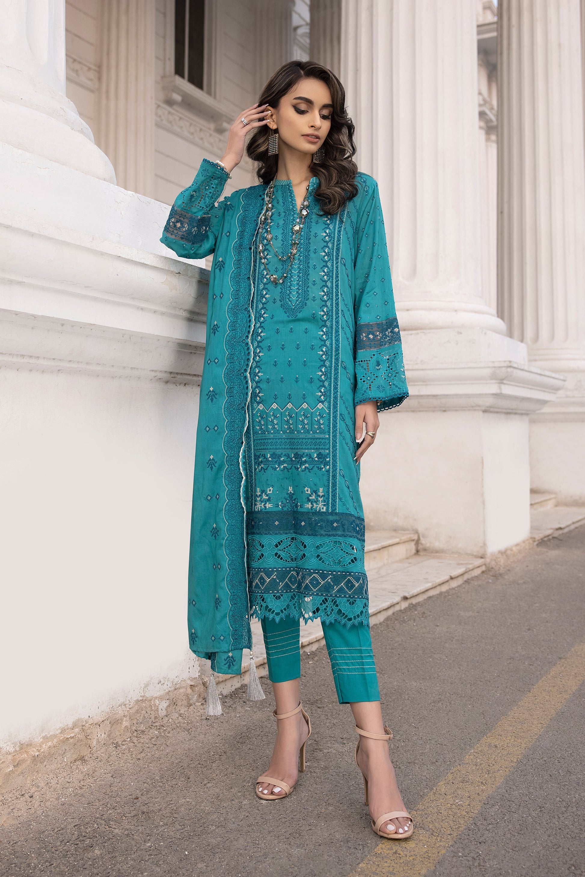 LSM | Spring Embroidered 24 | A-5 - by - Libasekhas UK - Registered Vendor of : LSM - 100% Original Designer Dresss