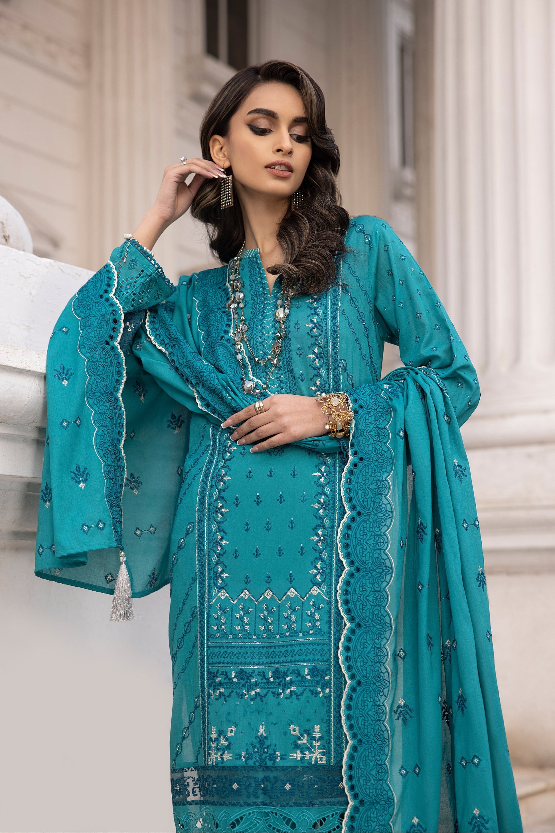 LSM | Spring Embroidered 24 | A-5 - by - Libasekhas UK - Registered Vendor of : LSM - 100% Original Designer Dresss
