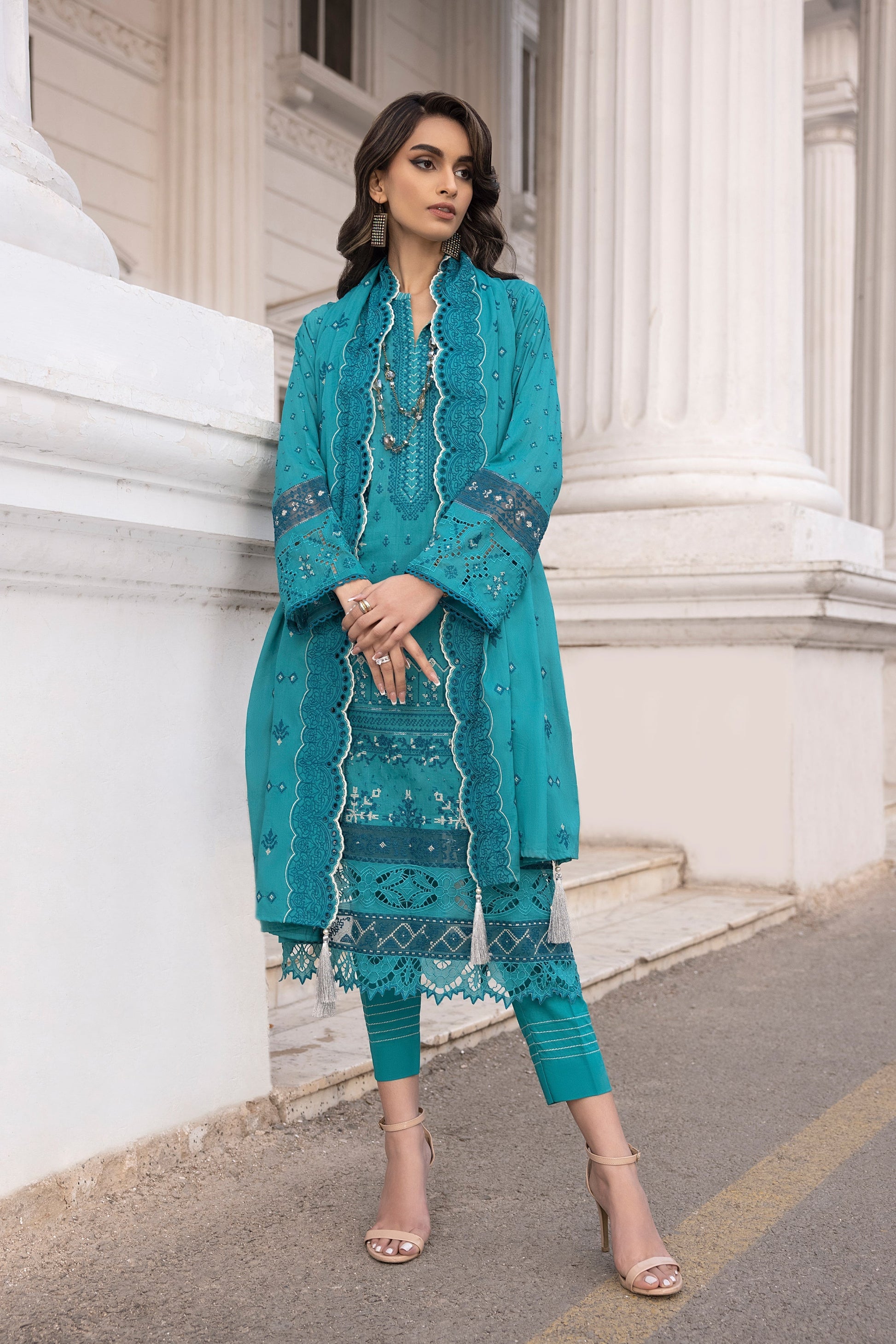 LSM | Spring Embroidered 24 | A-5 - by - Libasekhas UK - Registered Vendor of : LSM - 100% Original Designer Dresss
