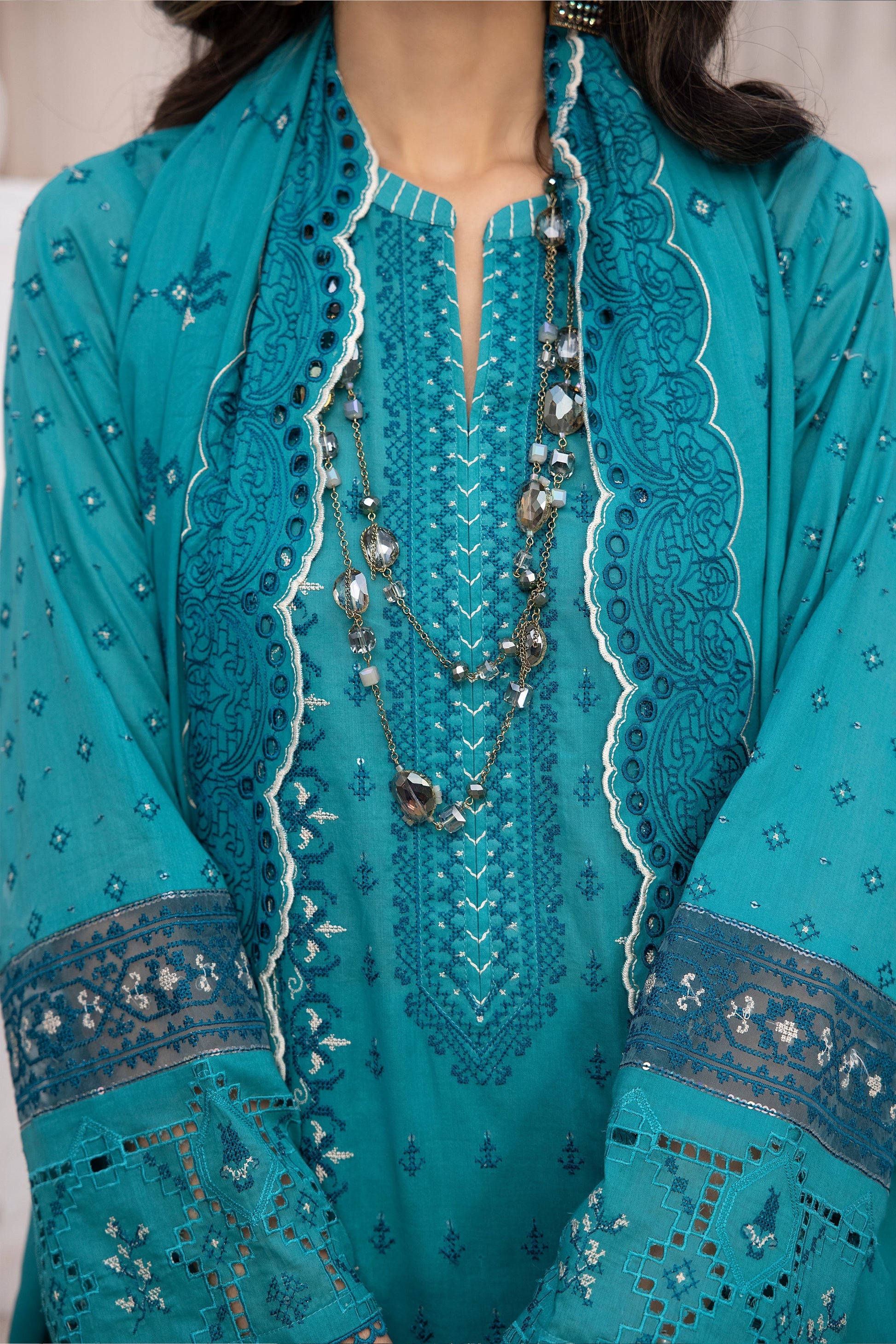 LSM | Spring Embroidered 24 | A-5 - by - Libasekhas UK - Registered Vendor of : LSM - 100% Original Designer Dresss