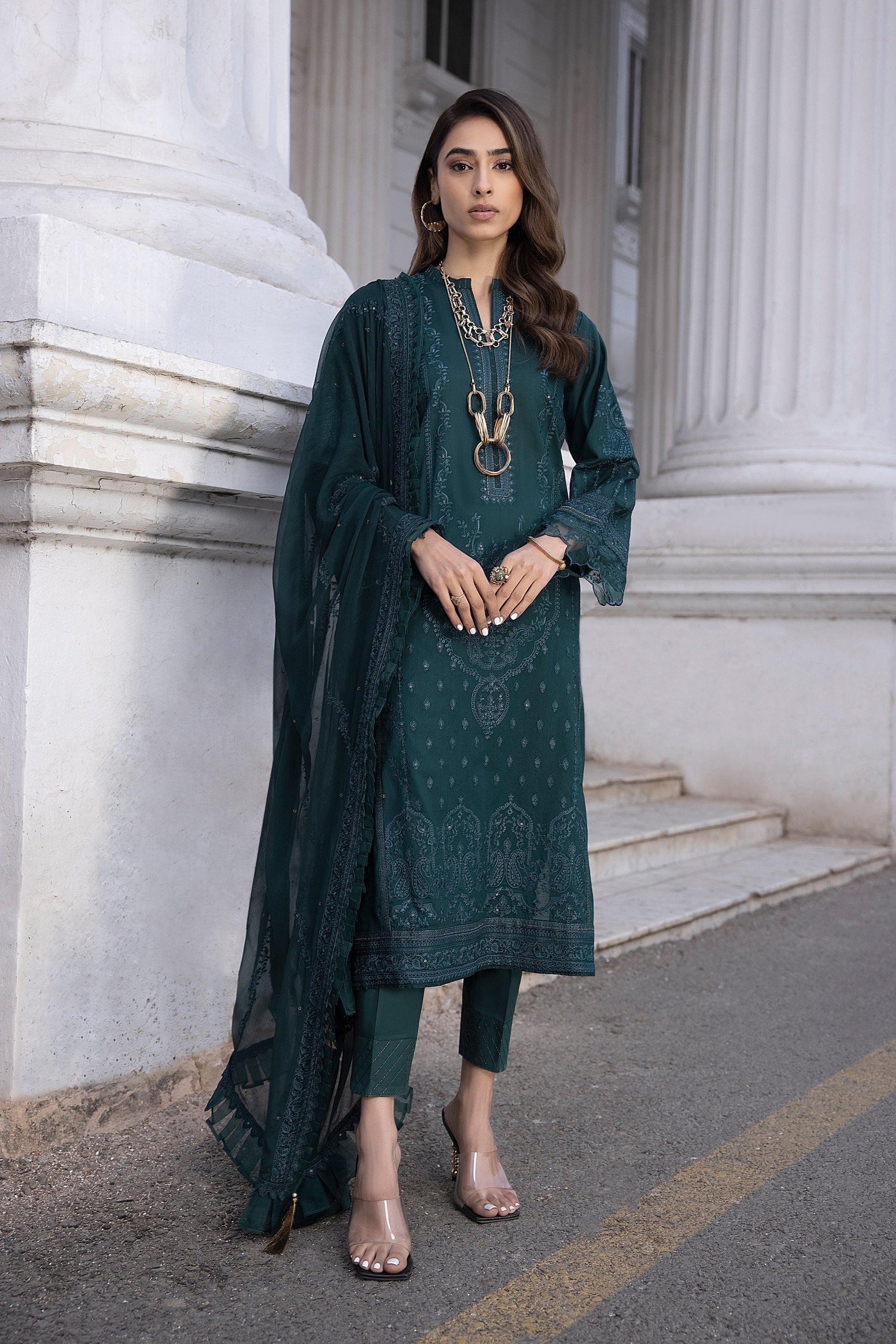 LSM | Spring Embroidered 24 | A-13 - by - Libasekhas UK - Registered Vendor of : LSM - 100% Original Designer Dresss