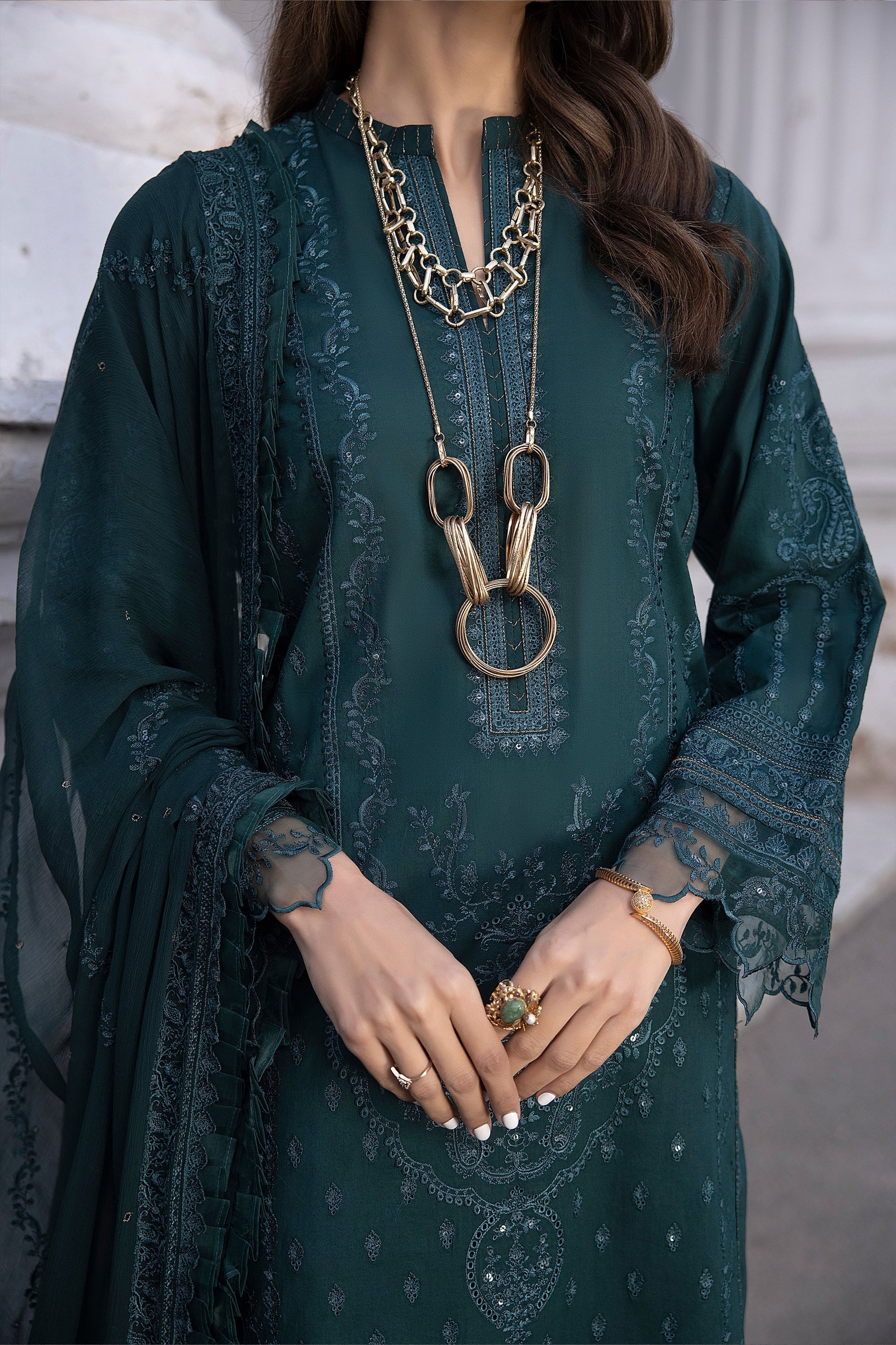 LSM | Spring Embroidered 24 | A-13 - by - Libasekhas UK - Registered Vendor of : LSM - 100% Original Designer Dresss